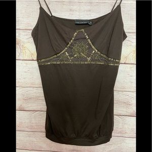 NWT The Limited Brown Camisole Top with Beading Size Large